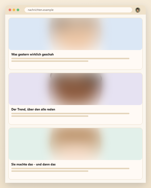 Dieselbe Seite, Gesichter weich ausgeblendet