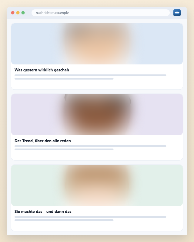 Dieselbe Seite, Gesichter weich ausgeblendet