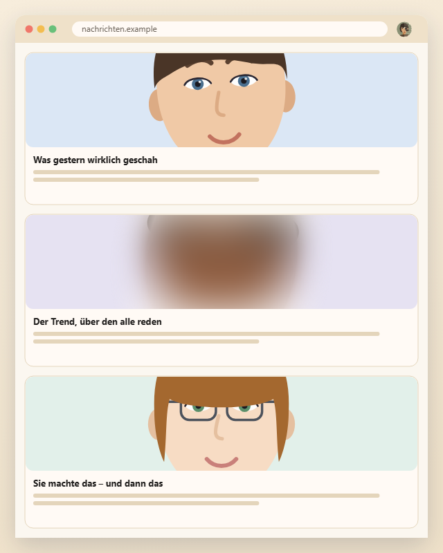 Dieselbe Seite, nur eine Person unkenntlich