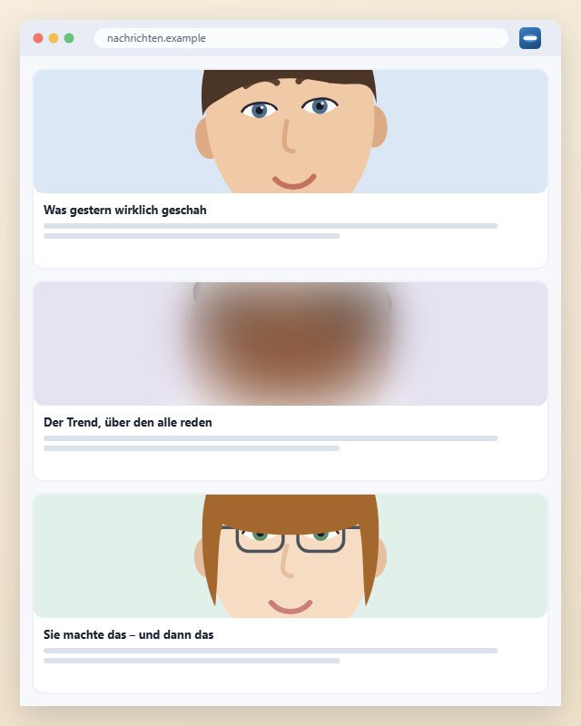 Dieselbe Seite, nur eine Person unkenntlich